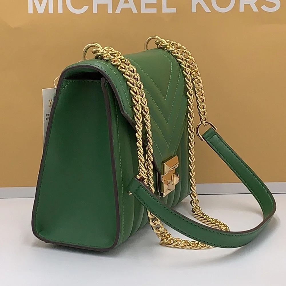 MICHAEL KORS MEDIUM FLAP CHAIN
SHOULDER CROSSBODY BAG FERN
GREEN COLOR - Picture 6 of 16